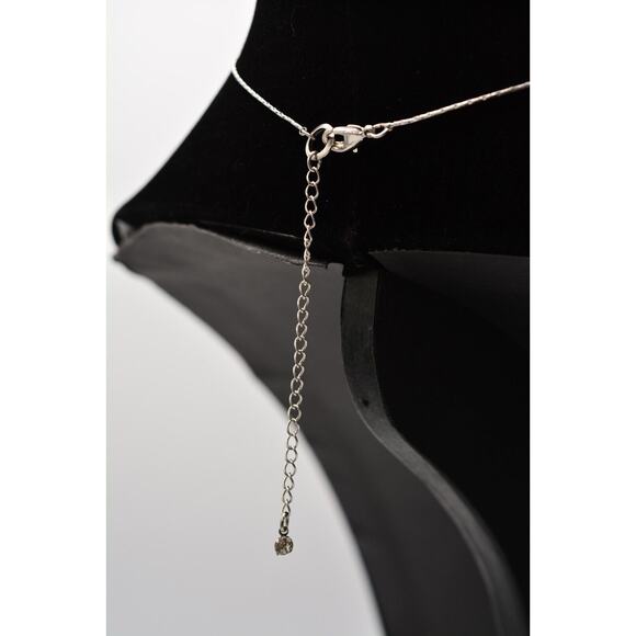 Cabochon Pendant Necklace Silver Tone Chain Faux Turquoise Inlay Dangle Bin7A - Picture 7 of 12